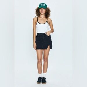 Pistola Black Denim Mini Skirt | Rhea Voltaire Wash | Size 28